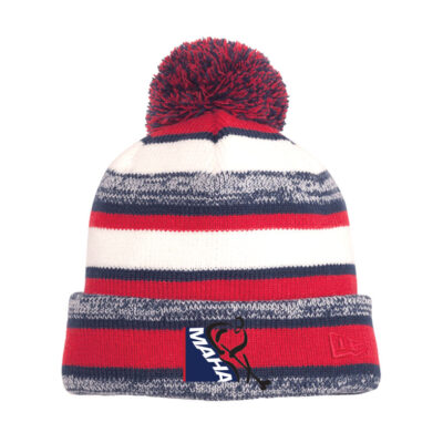 New Era #NE902 Sideline Pom Knit Hat - Red/Navy/White