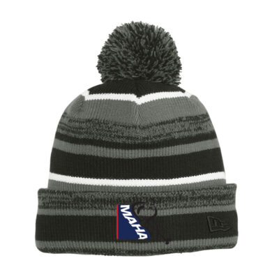 New Era #NE902 Sideline Pom Knit Hat - Black/Graphite/White