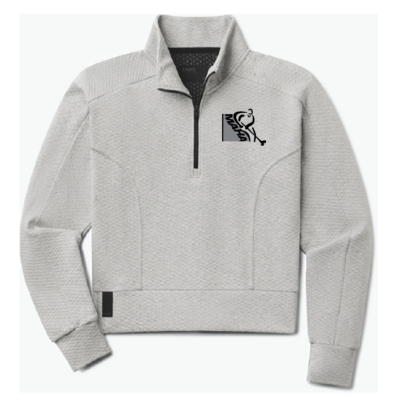 UNRL Elevation 1/2 Zip Ladies Pullover - Heather Grey - Tonal Logo
