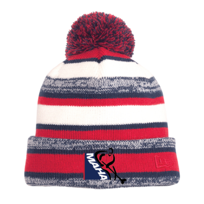 New Era #NE902 Sideline Pom Knit Hat - Red/Navy/White