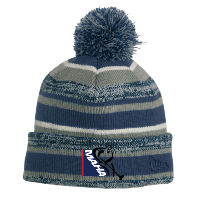 New Era #NE902 Sideline Pom Knit Hat - Navy/Graphite/White